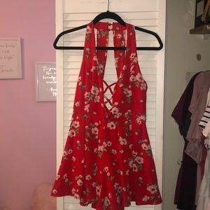 Solaris Red Floral Romper